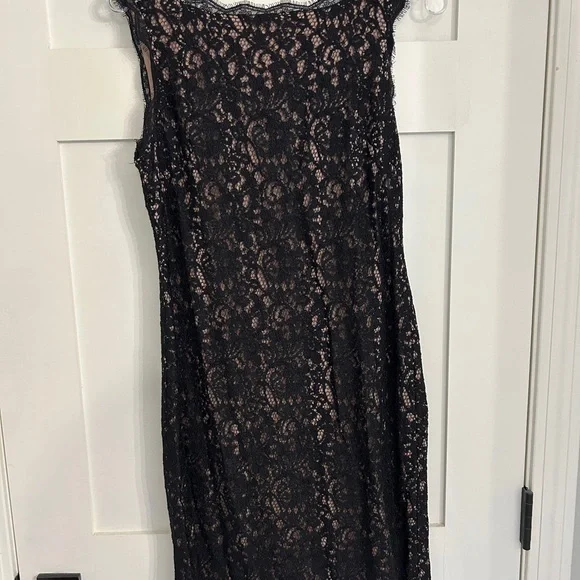 Adrianna Papell Black Lace Dress with Nude Lining - Picture 8 of 10